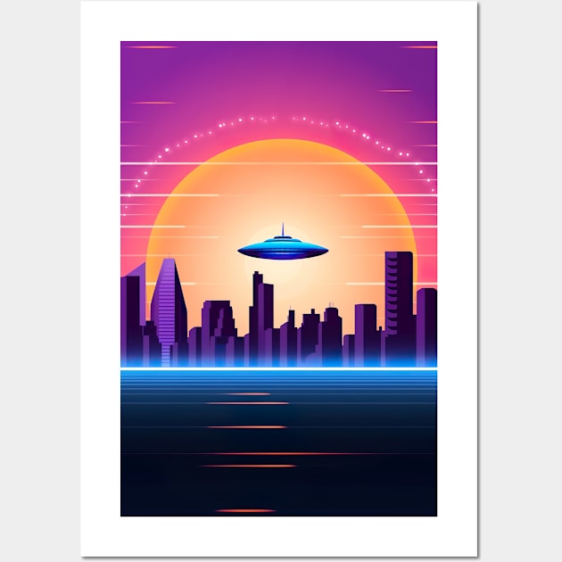 Vintage Style Alien UFO Encounter - Sci-Fi Design Wall Art by PlutoOrigins